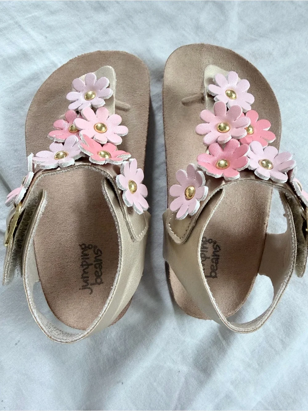 Kids size 7 Floral T-Strap Sandals - Pink & Blush